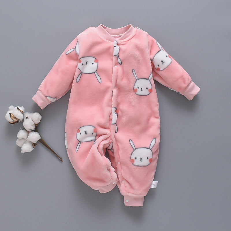 Autumn and winter flannel fleece warmth one-piece romper