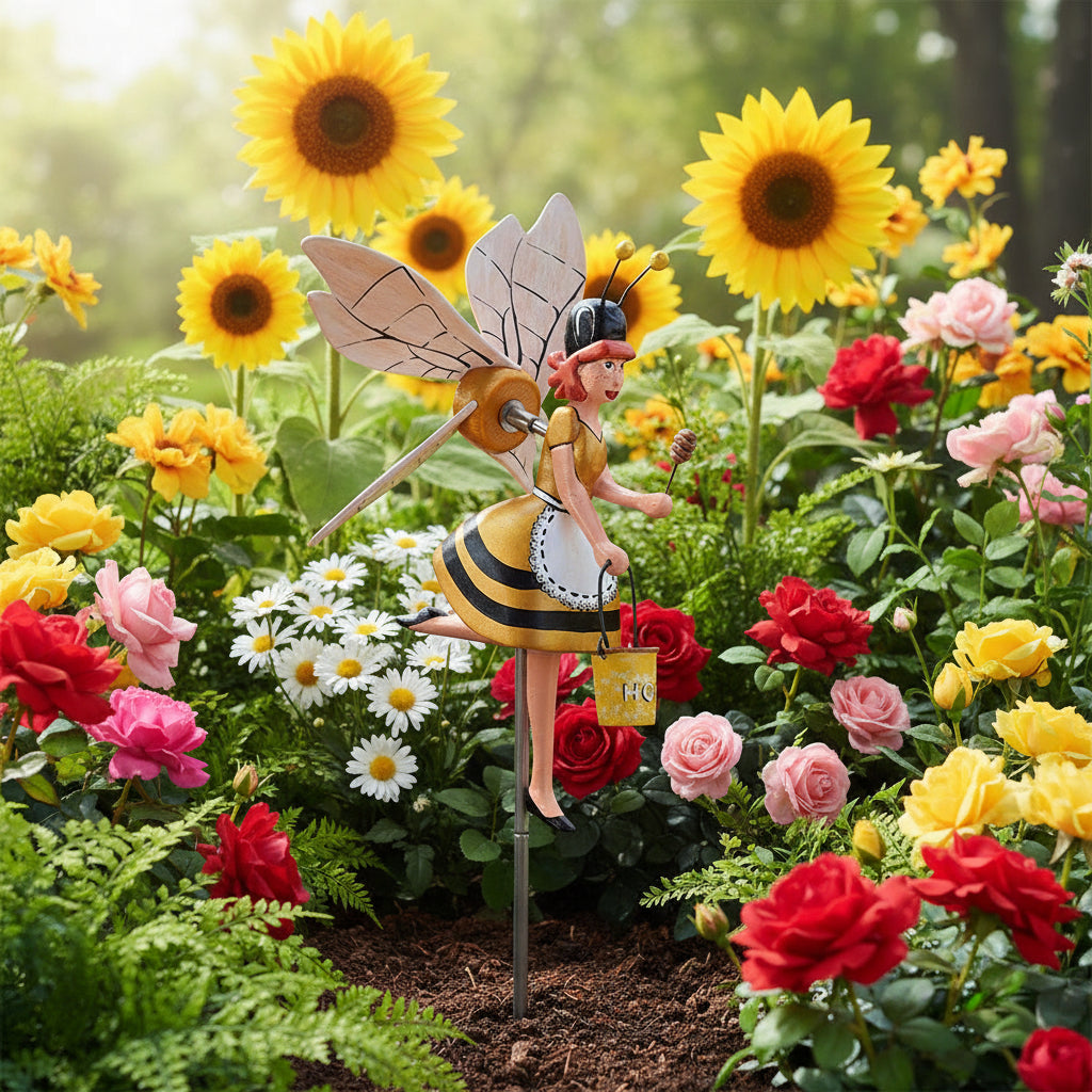 Creative Clown Windmill Decoration Wooden Garden Decoration Garden Sculptures And Statues Funny Outdoor Figurine