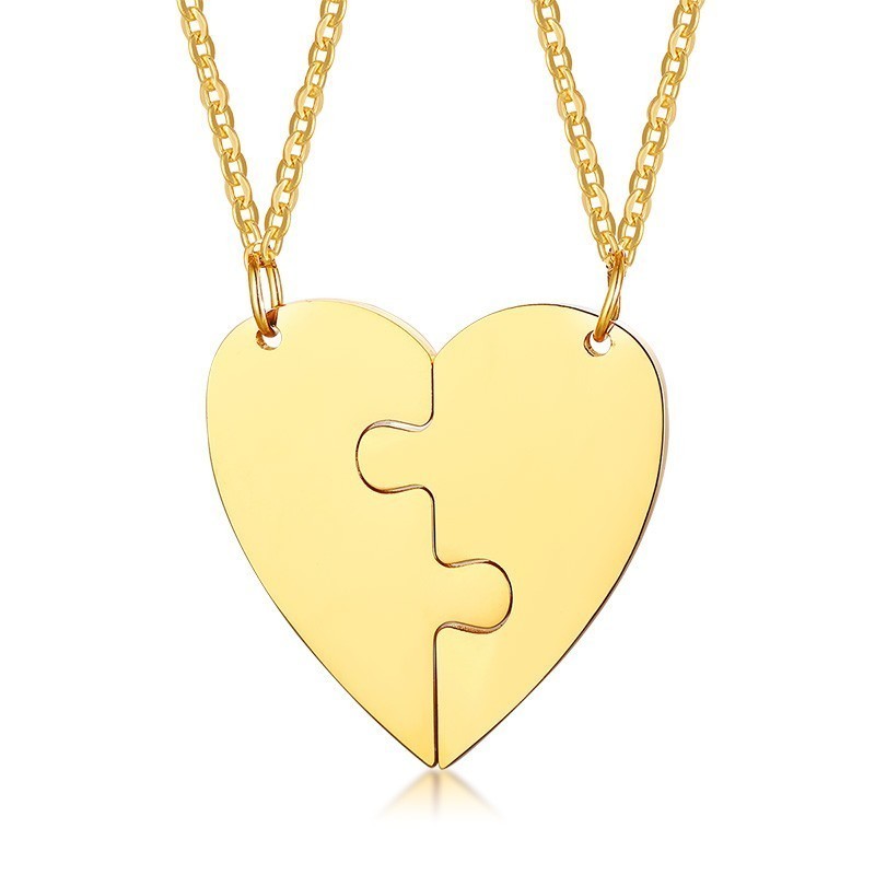 Titanium Steel Heart-Shaped Friendship Pendant Two-Piece Jewelry