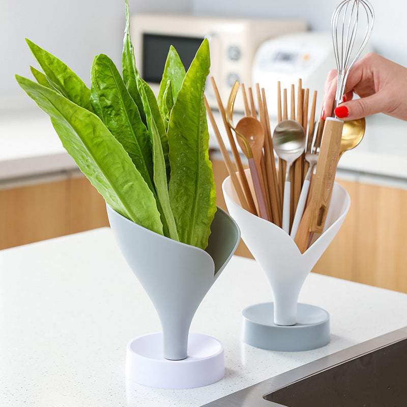 Chopsticks Cage Funnel Vegetable Drain Storage Box Spoon
