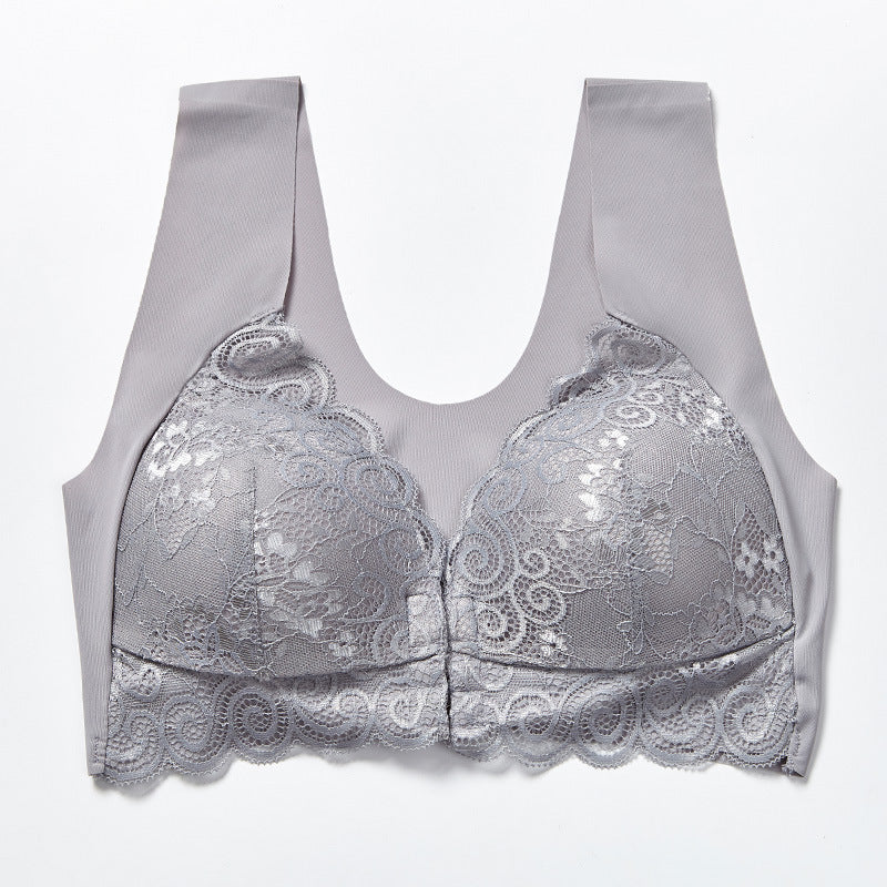 Comfortable Plus Size Backless Bra Lace Push Up Front Closure Bra