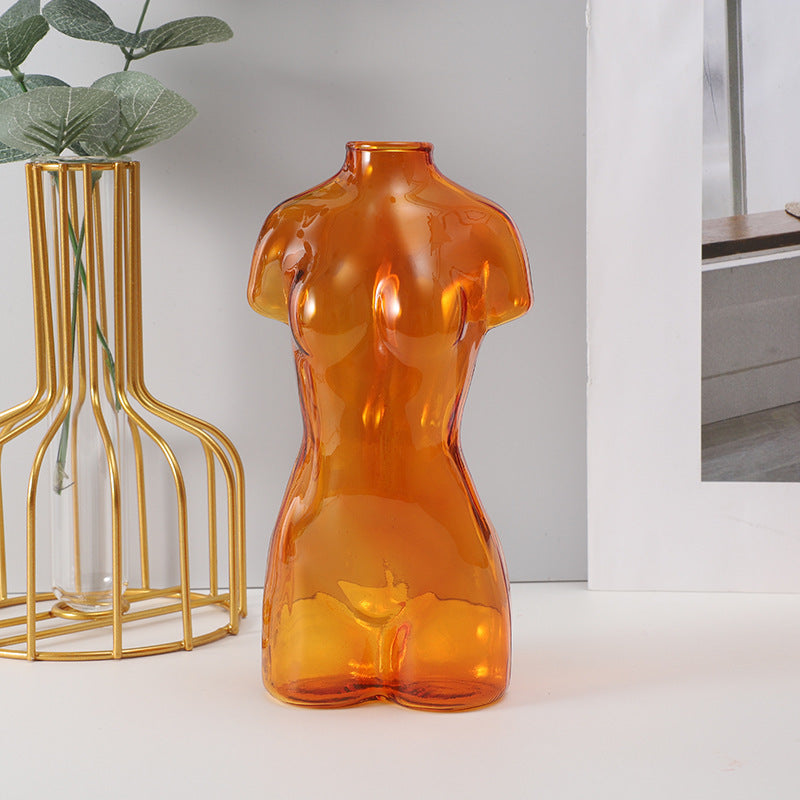 Colored Glass Body Art Flower Arrangement Vase Ornaments